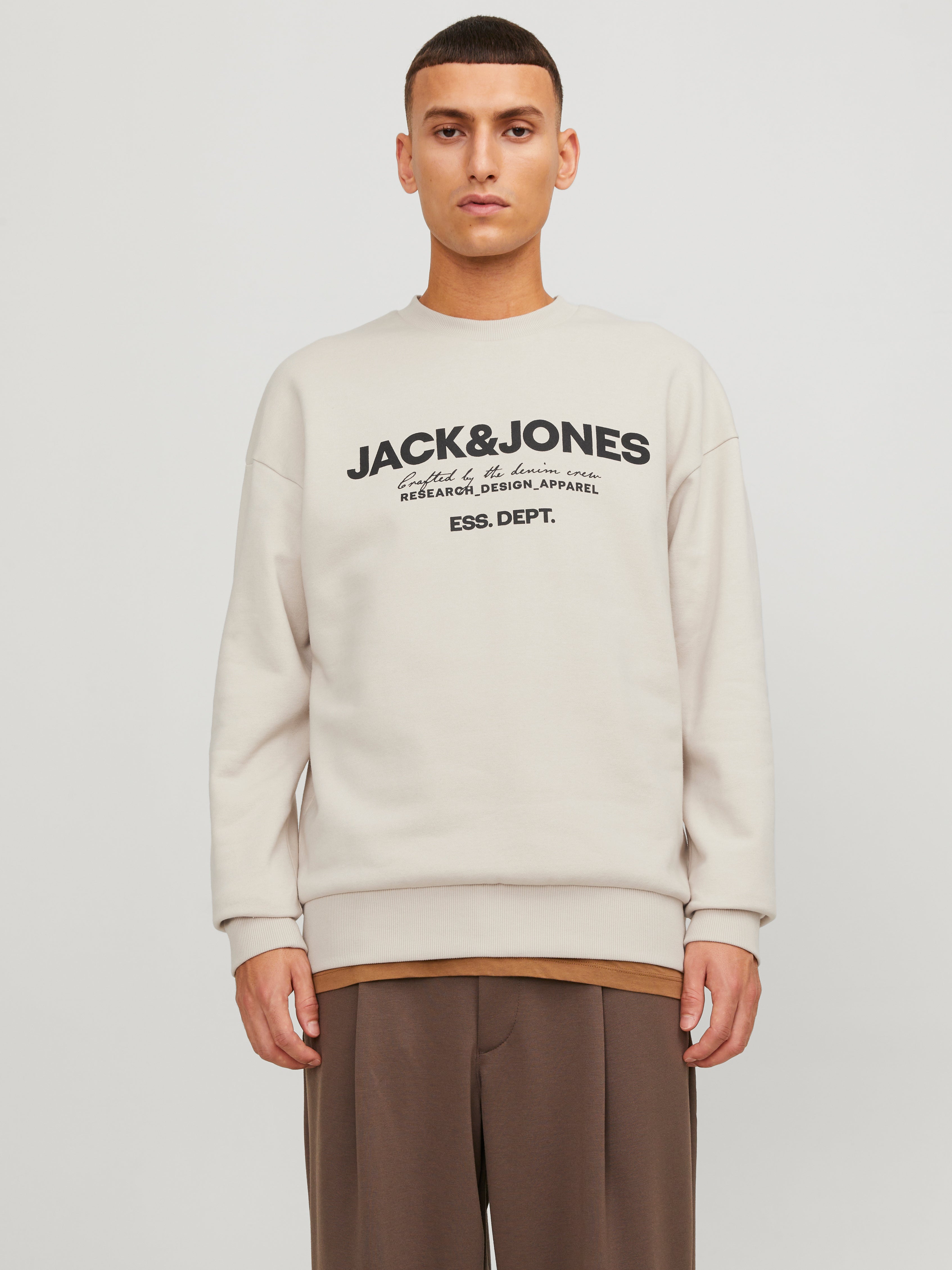 Logo Crewn Neck Sweatshirt | Beige | Jack & Jones®