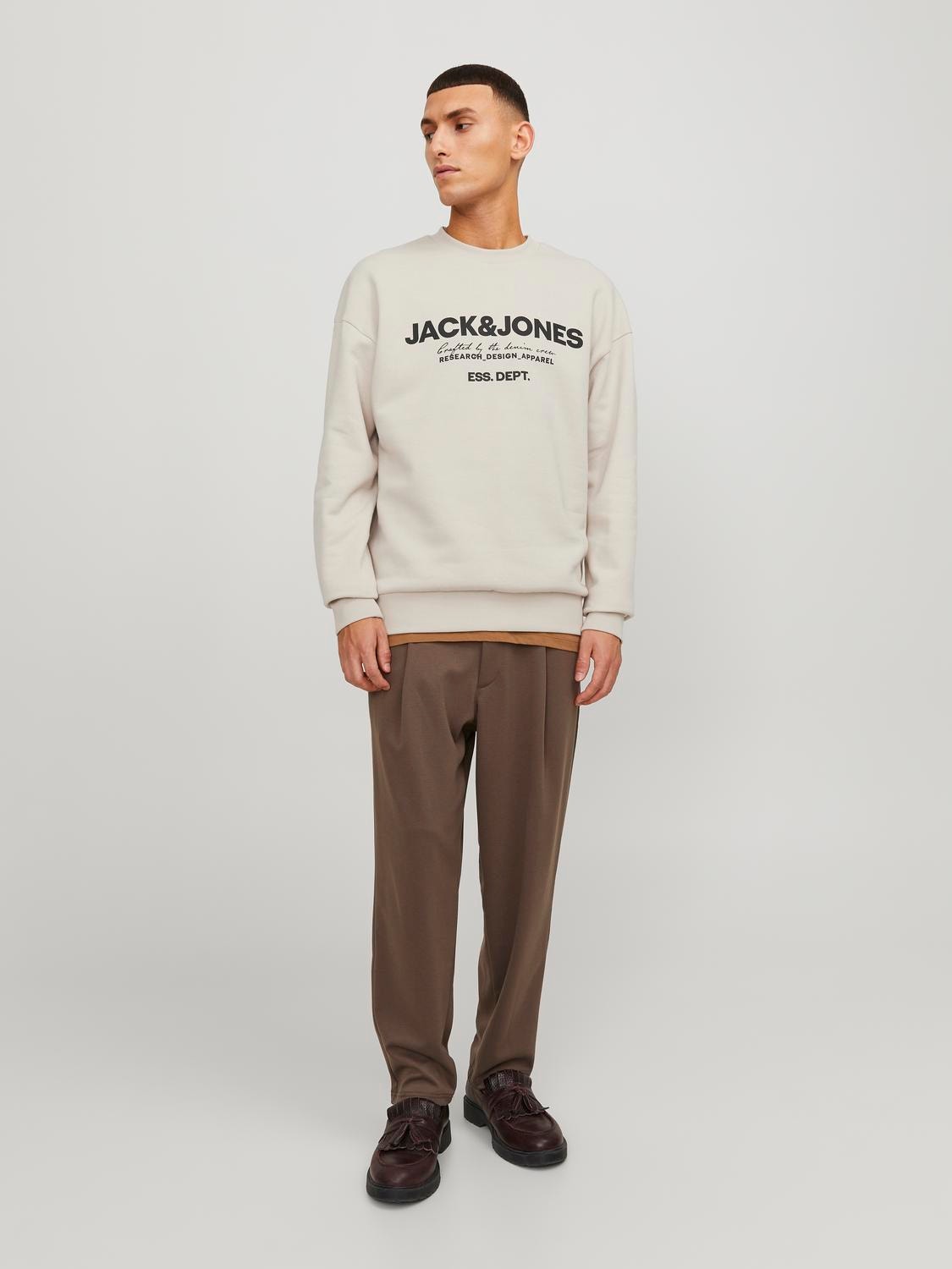 Jack & Jones Logo Crew neck Sweatshirt -Moonbeam - 12249273