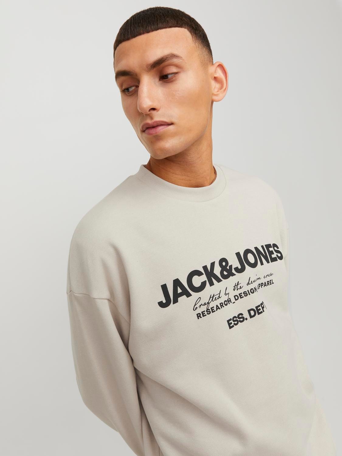 Jack & Jones Logó Személyzeti nyakú pulóver -Moonbeam - 12249273