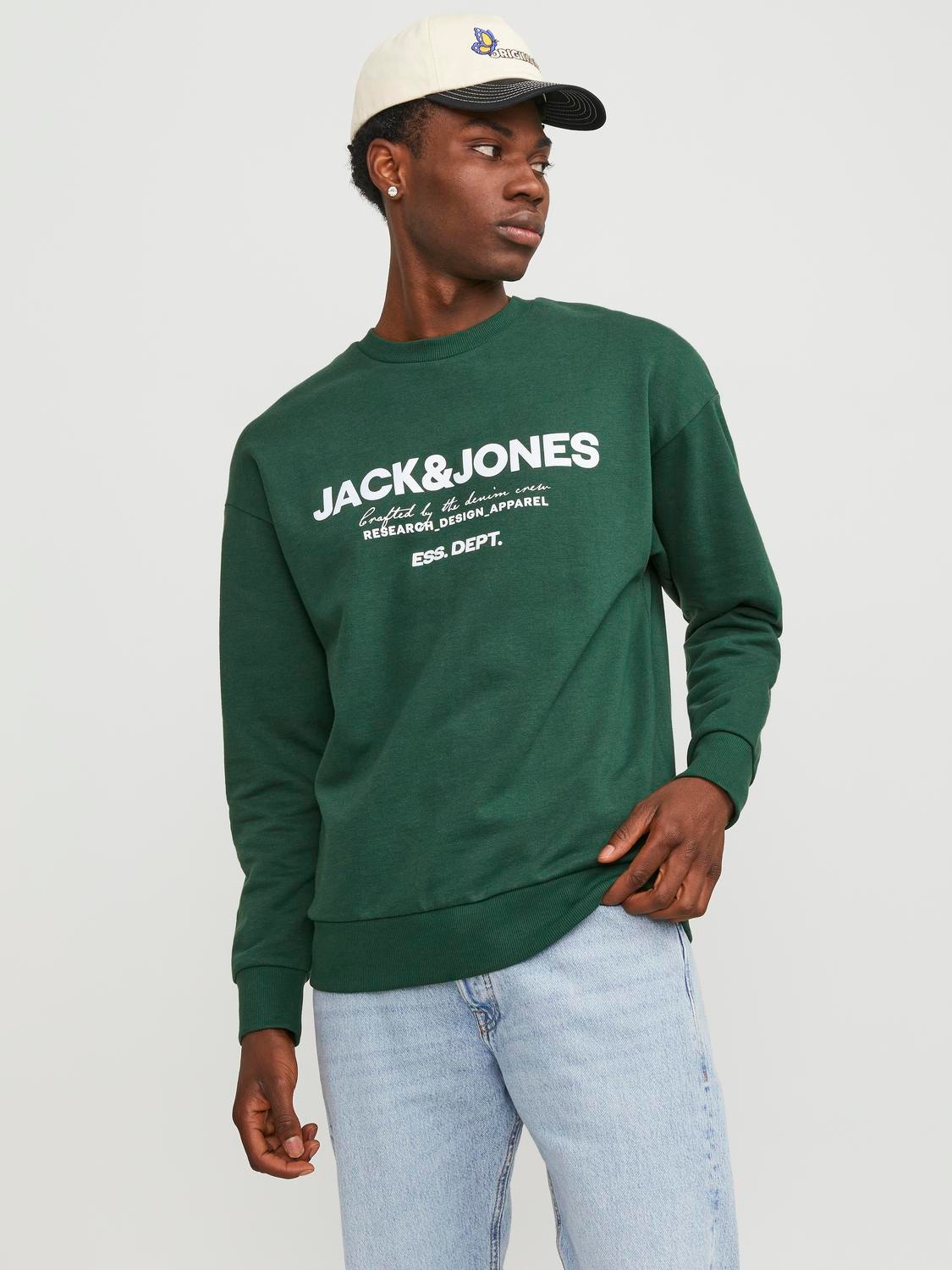 Jack & Jones Felpa Girocollo Con logo -Dark Green - 12249273