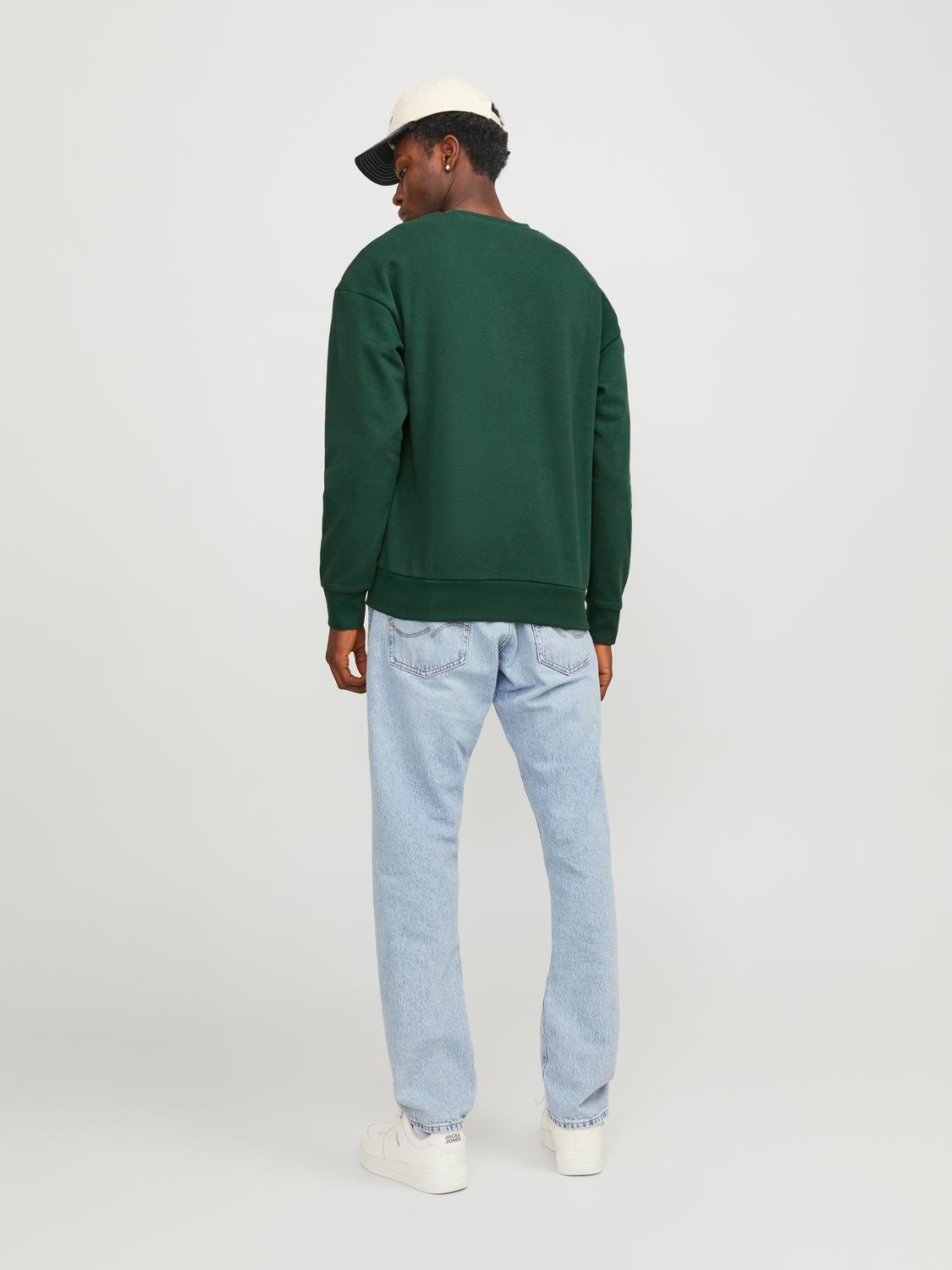 Jack & Jones Logo Crewn Neck Sweatshirt -Dark Green - 12249273