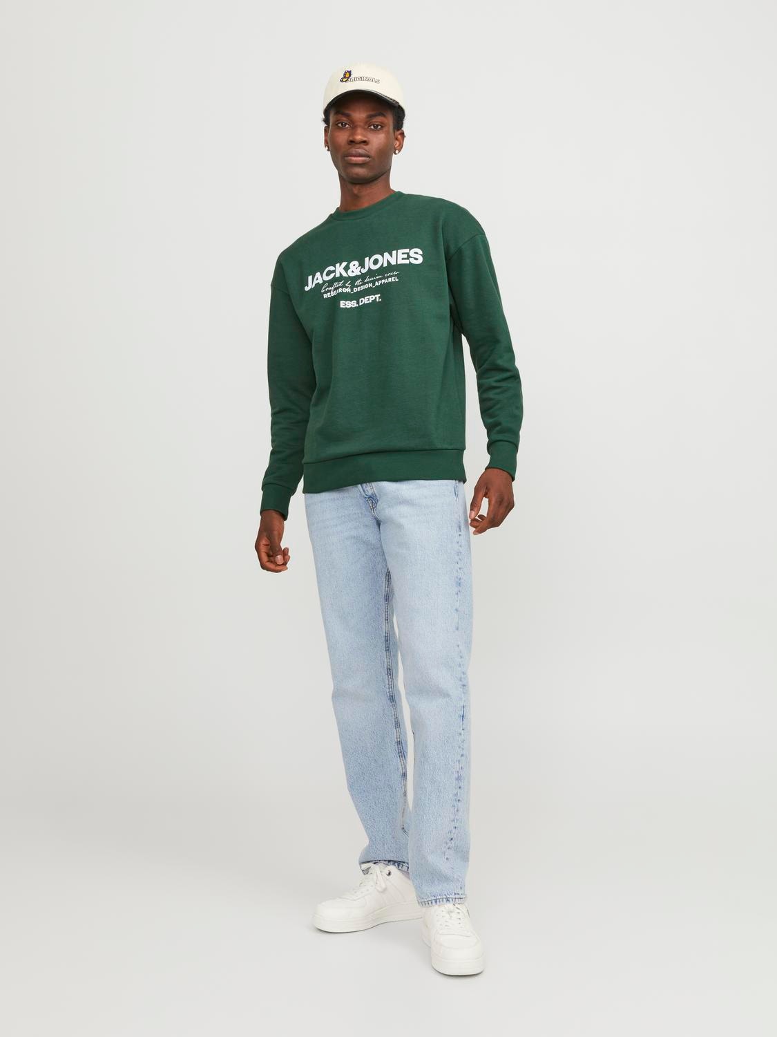 Jack & Jones Logo Crewn Neck Sweatshirt -Dark Green - 12249273