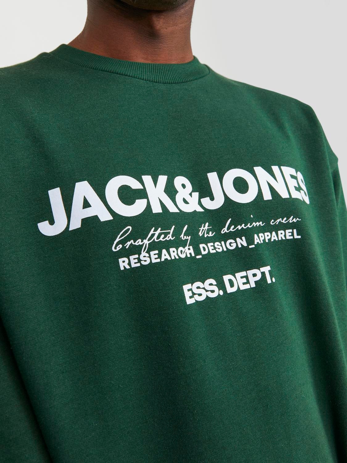 Jack & Jones Logo Crewn Neck Sweatshirt -Dark Green - 12249273