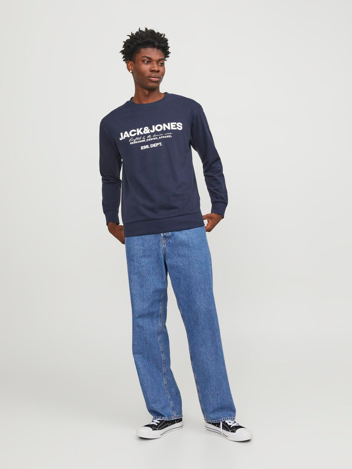 Jack & Jones Logo Crew neck Sweatshirt -Navy Blazer - 12249273