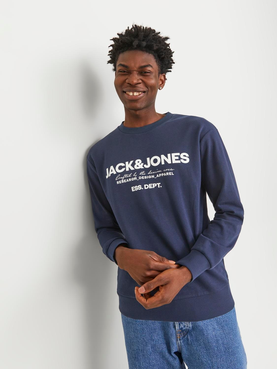Jack & Jones Logotyp Crewneck tröja -Navy Blazer - 12249273