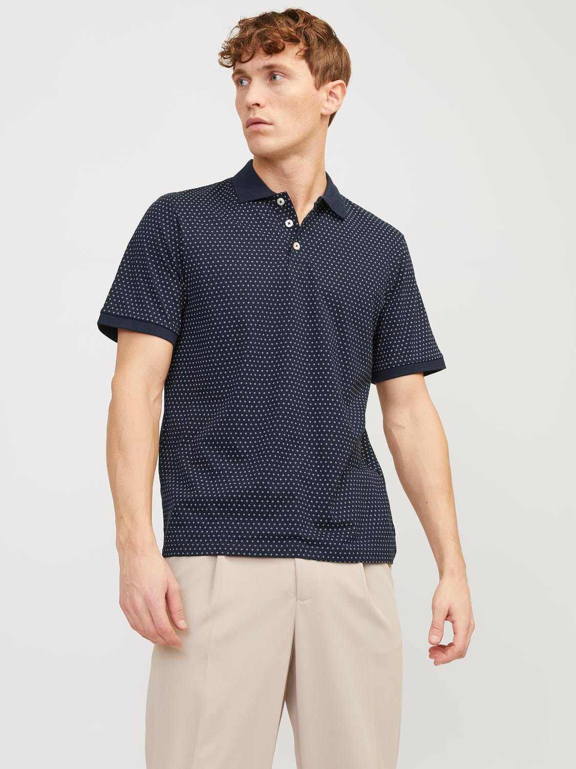 Jack & Jones Enfärgat Polo T-shirt -Navy Blazer - 12249286