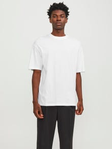 Jack & Jones Enfärgat O-ringning T-shirt -White - 12249319