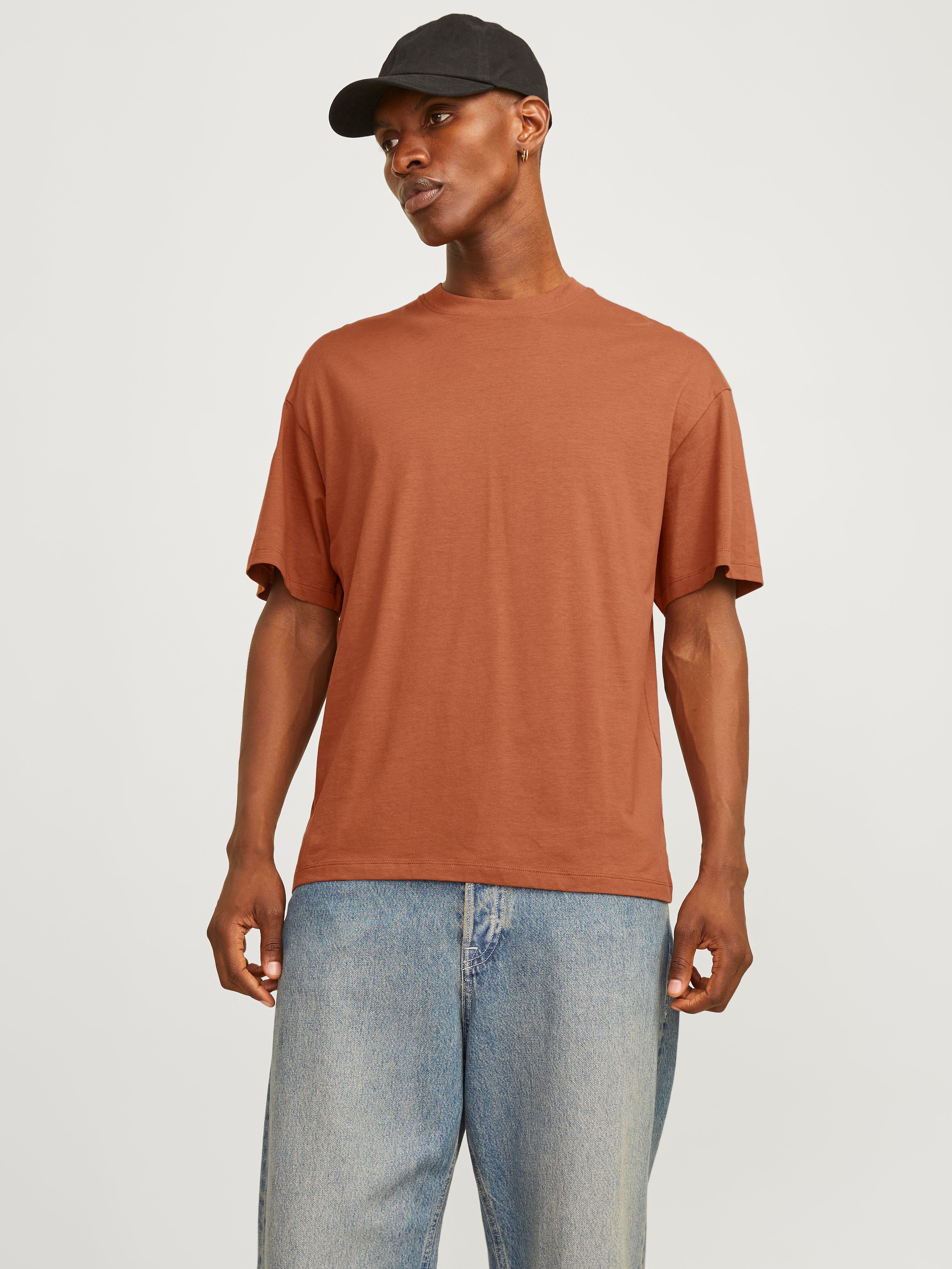 Einfarbig Rundhals T-shirt | Mittleres Orange | Jack & Jones®