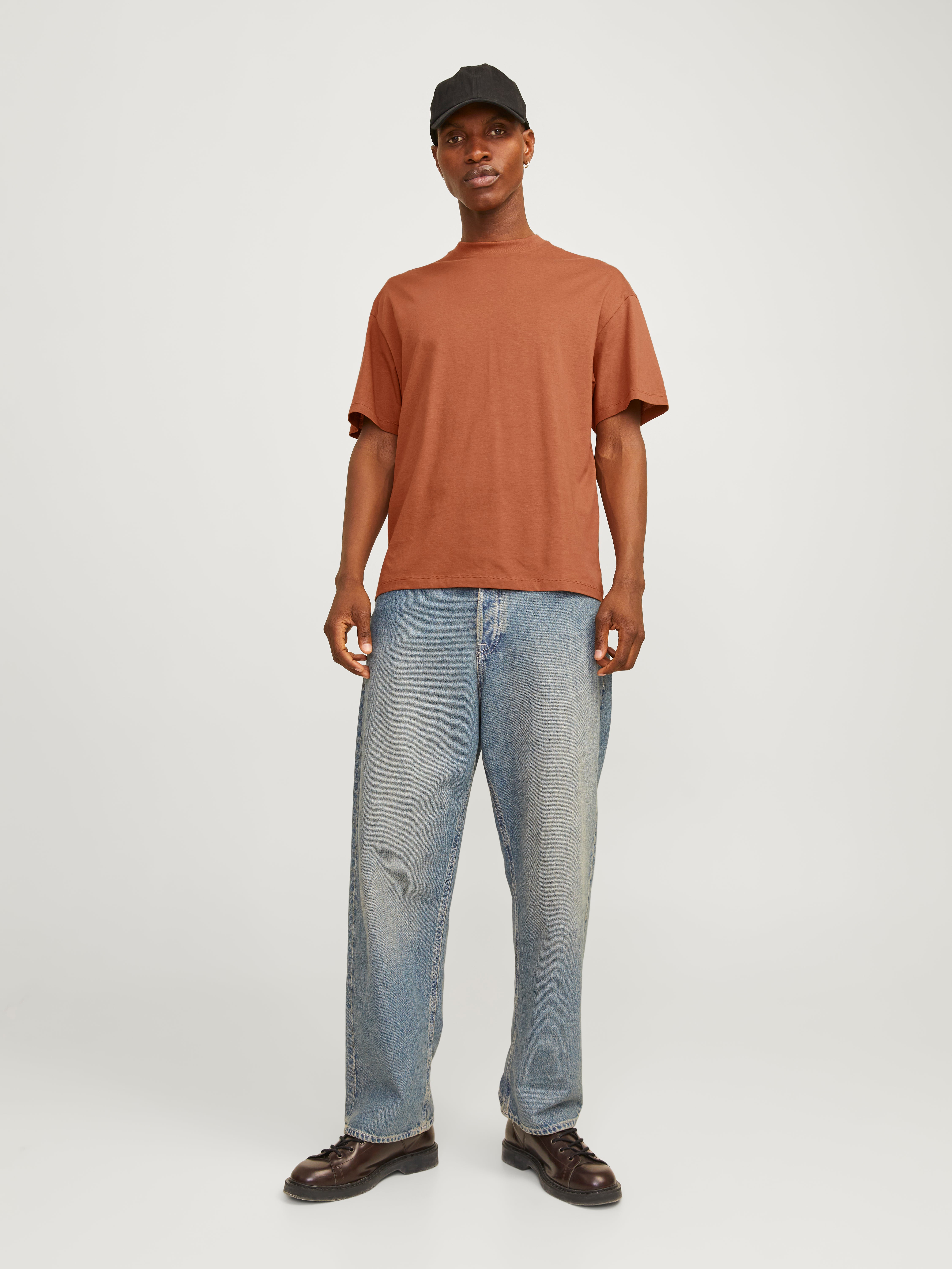 Einfarbig Rundhals T-shirt | Mittleres Orange | Jack & Jones® 