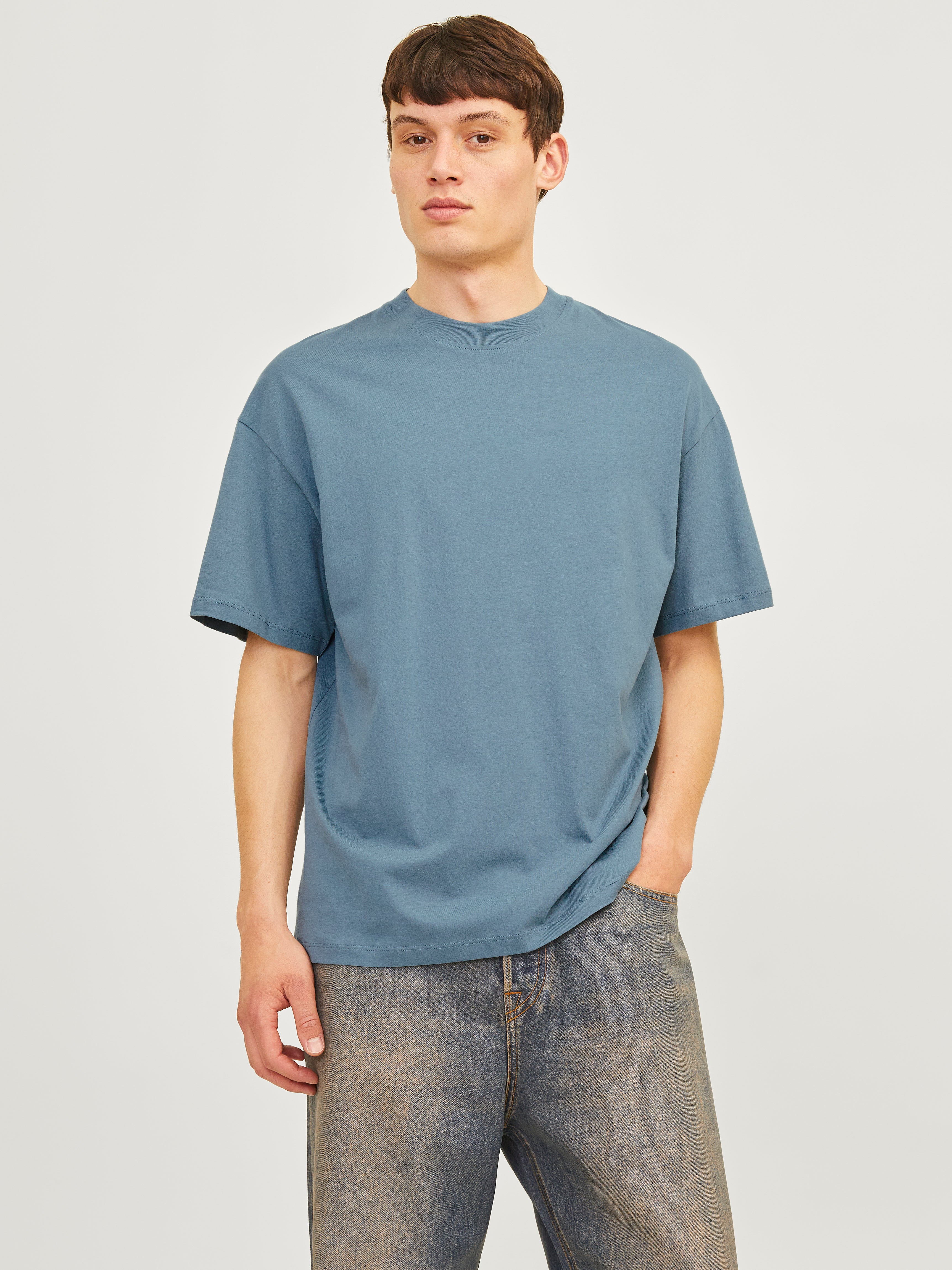 Einfarbig Rundhals T-shirt | Mittelblau | Jack & Jones® 