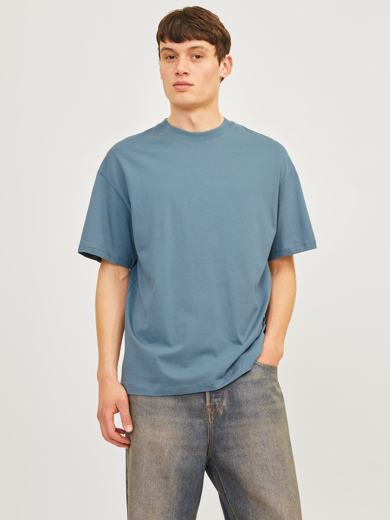 Jack & Jones Enfärgat Rundringning T-shirt -Goblin Blue - 12249319