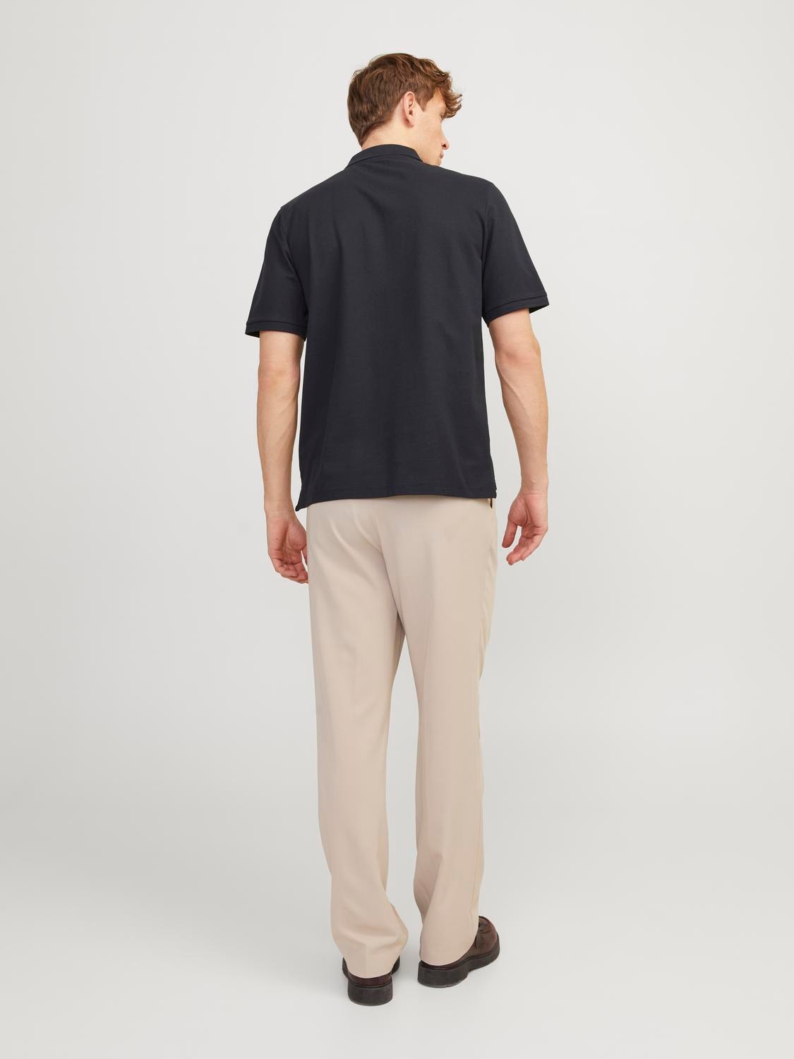 Jack & Jones Enfärgat Polo T-shirt -Dark Navy - 12249324