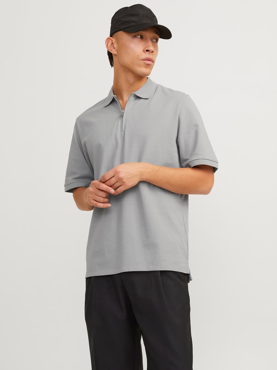 Jack & Jones Enfärgat Polo T-shirt -Ultimate Grey - 12249324