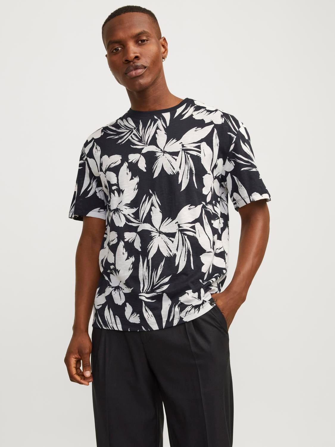 T shirt All Over Print Col rond Noir Jack Jones