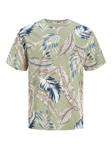 Jack & Jones All Over Print Crew neck T-shirt -Oil Green - 12249329