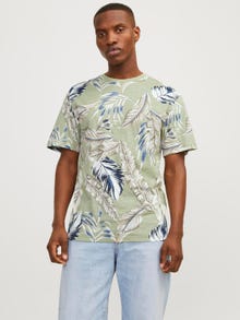 Jack & Jones All Over Print Pyöreä pääntie T-paita -Oil Green - 12249329