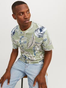 Jack & Jones All Over Print Crew neck T-shirt -Oil Green - 12249329