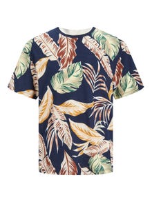 Jack & Jones All Over Print Rundhals T-shirt -Navy Blazer - 12249329