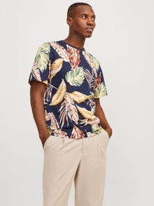 Jack & Jones All Over Print O-hals T-skjorte -Navy Blazer - 12249329