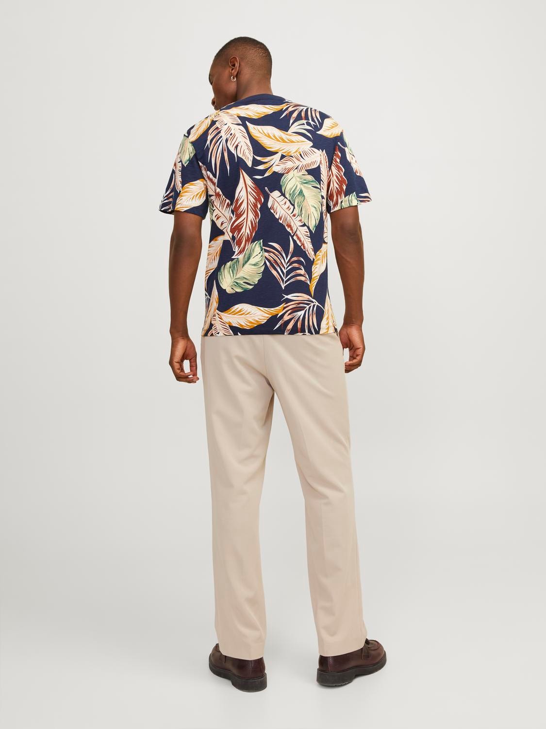 Jack & Jones All Over Print Okrągły dekolt T-shirt -Navy Blazer - 12249329