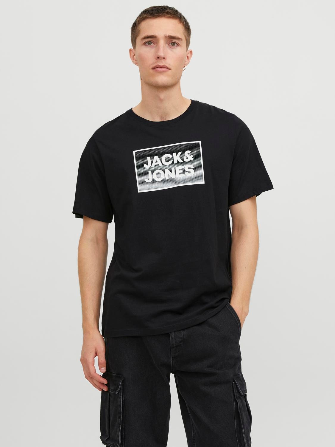 Jack & Jones Logotipas Apskritas kaklas Marškinėliai -Black - 12249331