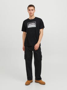 Jack & Jones Logo Kruhový výstřih Tričko -Black - 12249331