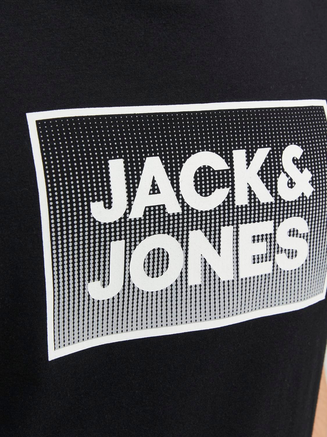 Jack & Jones Nyomott mintás Környak Trikó -Black - 12249331