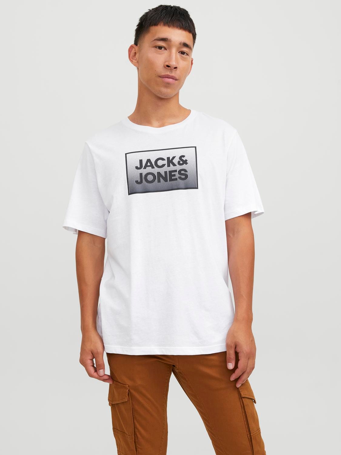 Jack & Jones Logotipas Apskritas kaklas Marškinėliai -White - 12249331