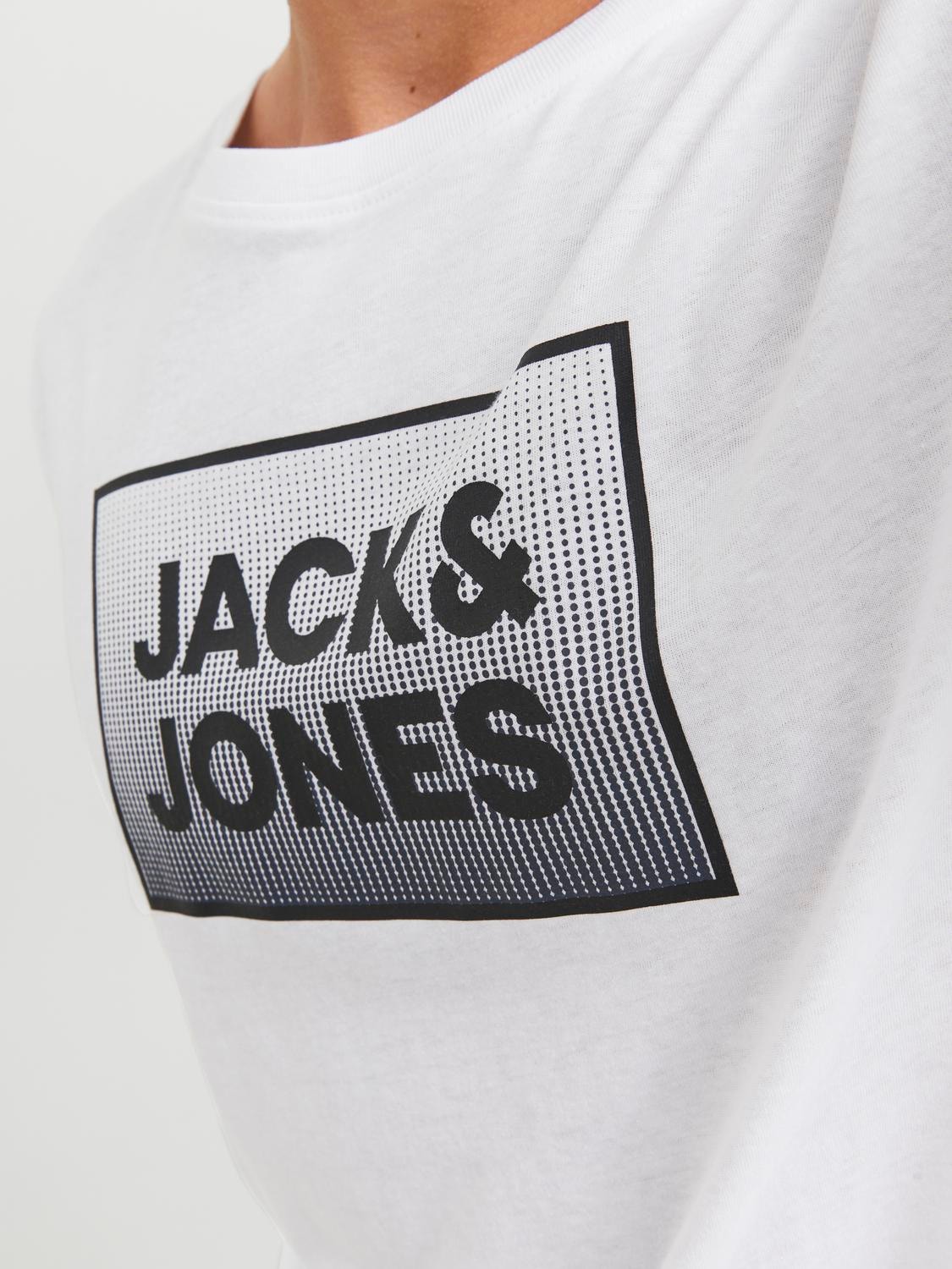 Jack & Jones Nyomott mintás Környak Trikó -White - 12249331