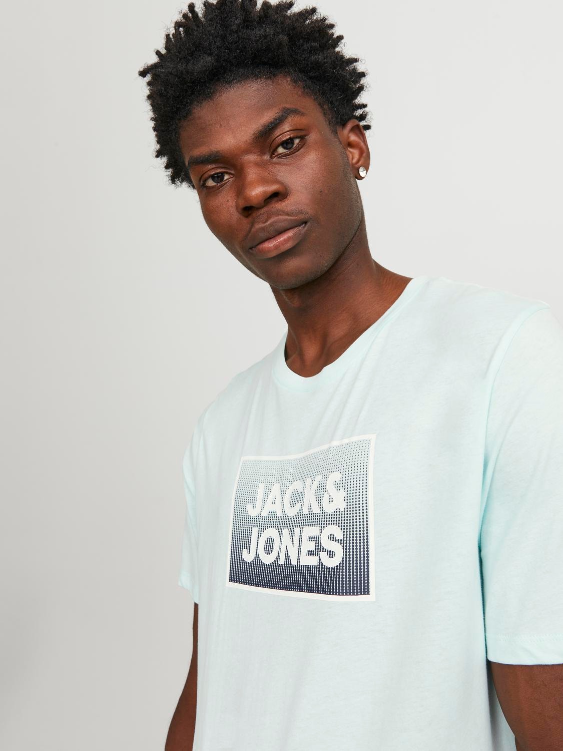 Jack & Jones Logo Ümmargune kaelus T-särk -Soothing Sea - 12249331