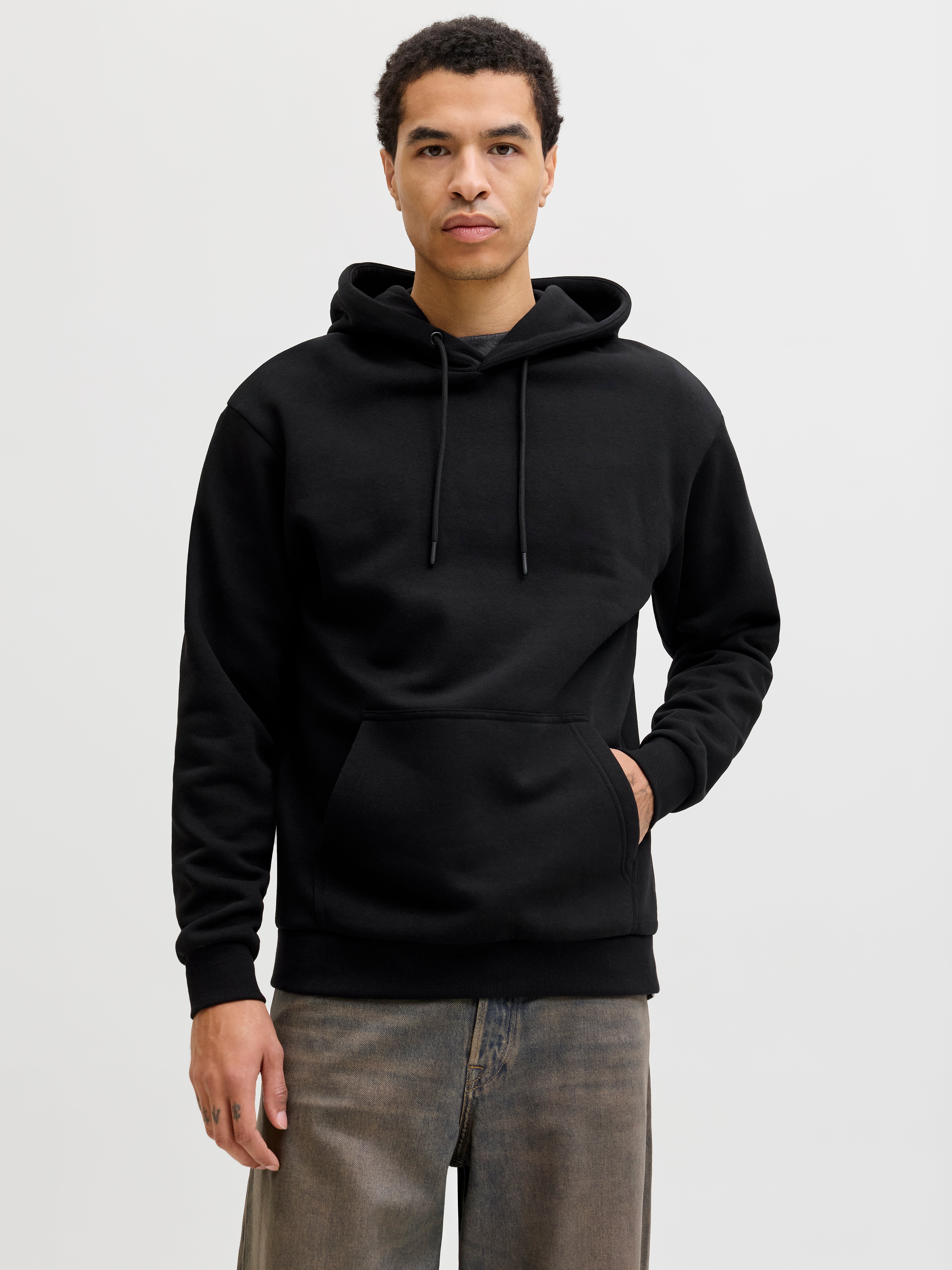 Sudadera con capucha Jona en negro con ribete de leopardo Rar
