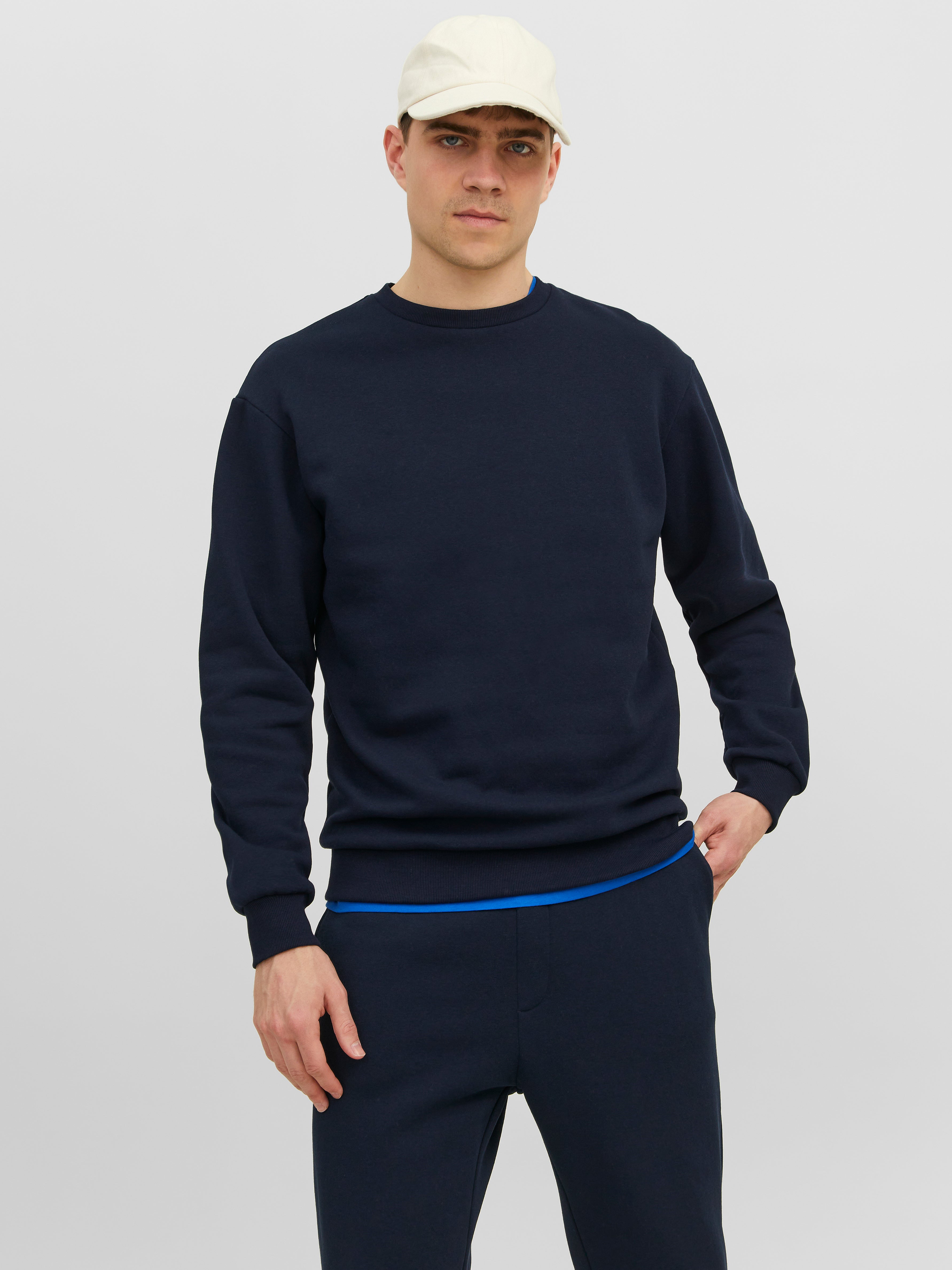 Einfarbig Sweatshirt mit Rundhals | Dunkelblau | Jack & Jones®