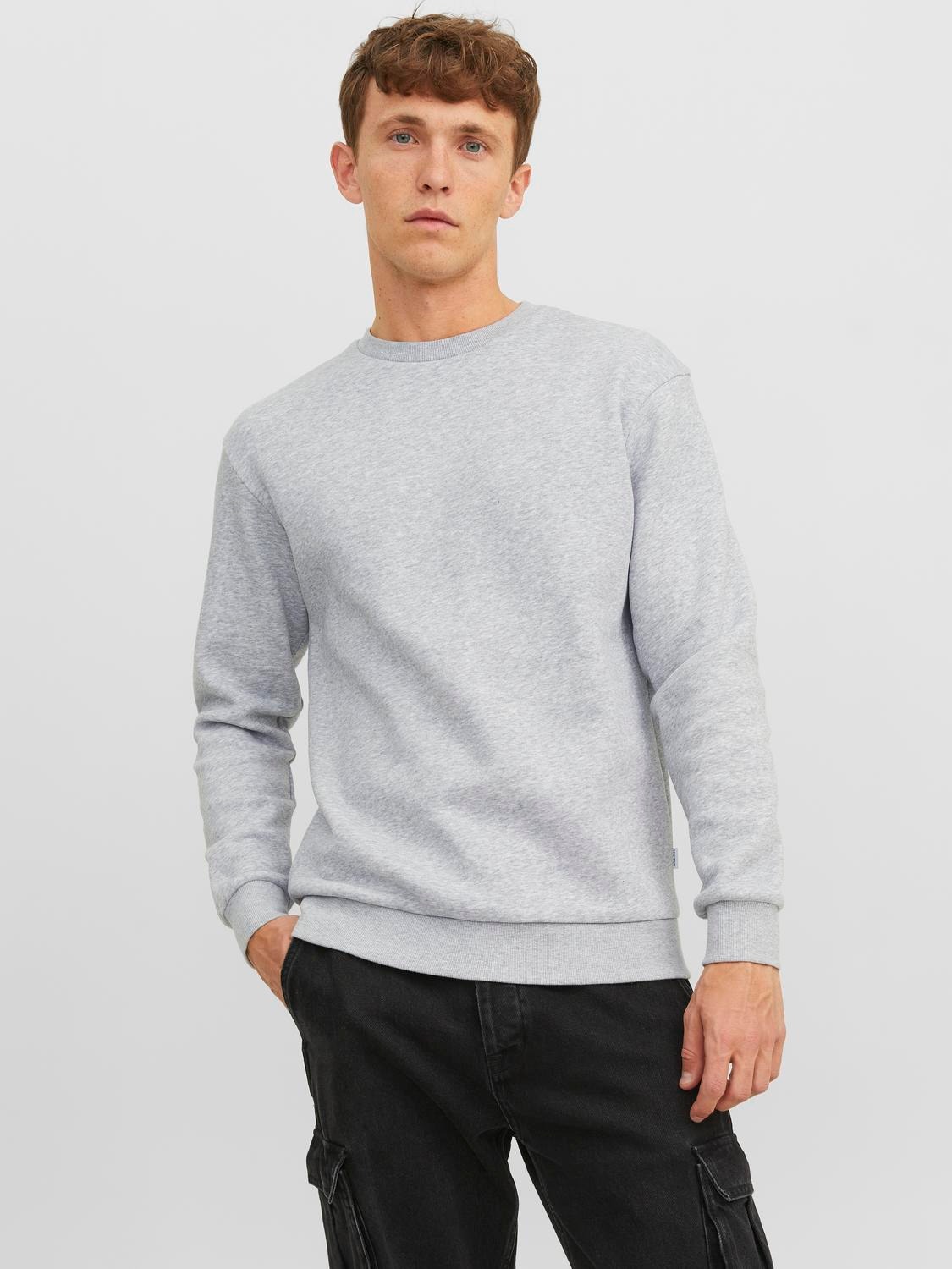 Ardene Solid Crew Neck Sweatshirt in Light Grey, Size