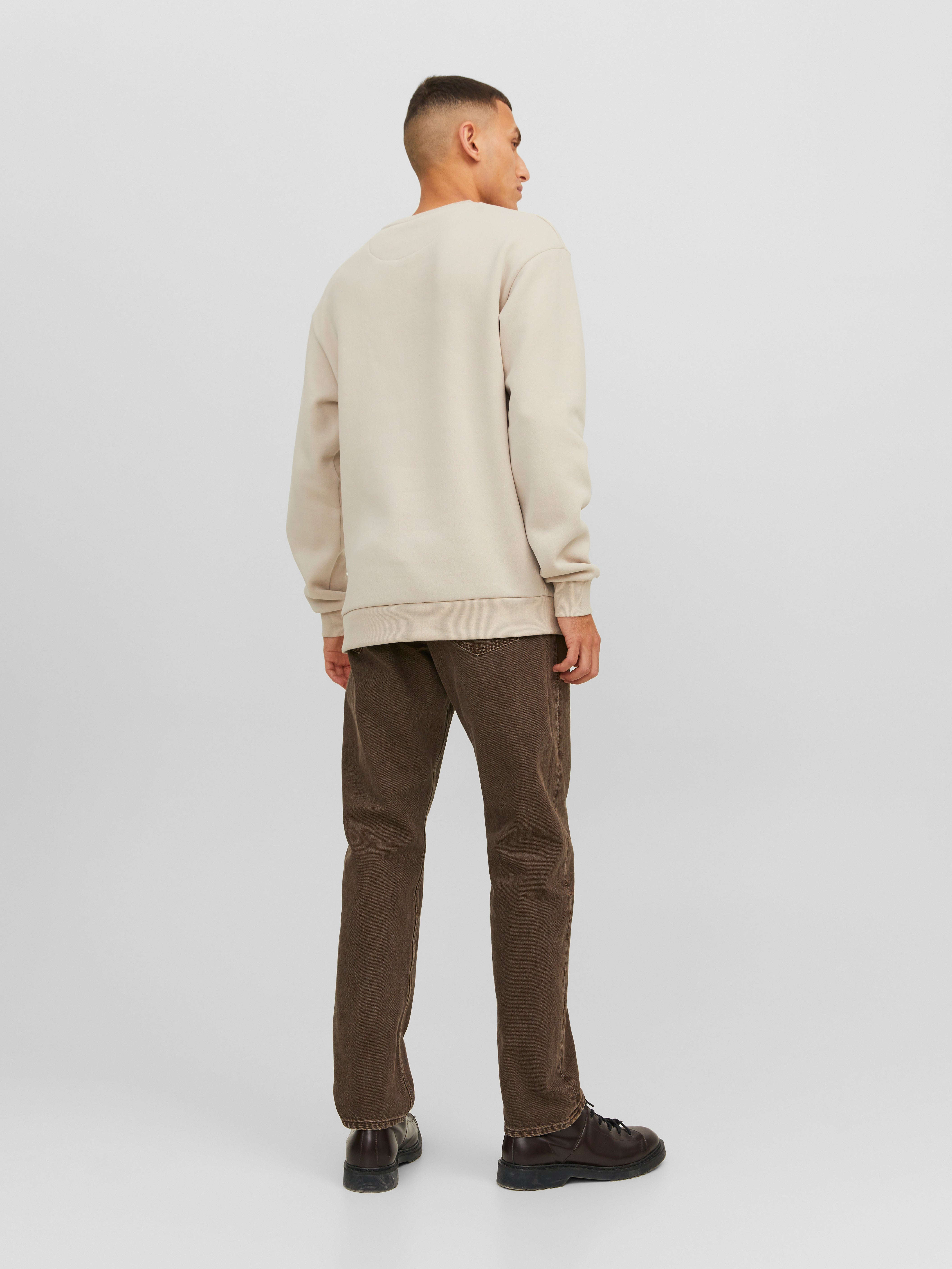 Einfarbig Sweatshirt mit Rundhals | Beige | Jack & Jones®