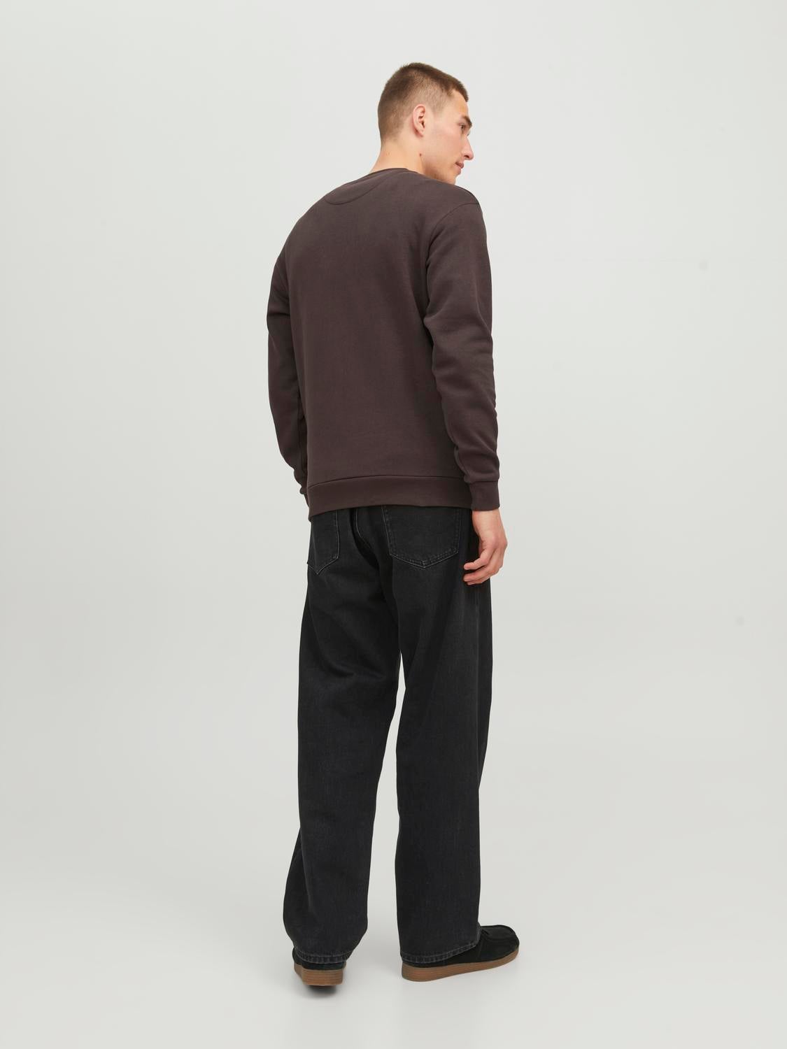 Plain Crewn Neck Sweatshirt | Dark Brown | Jack & Jones®