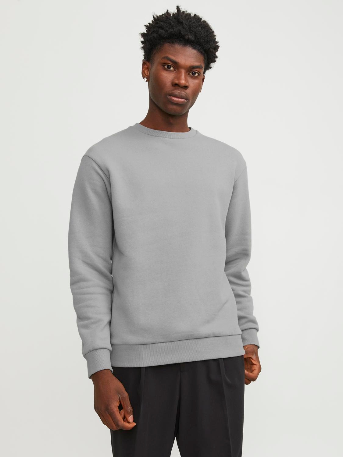 Jack & Jones Plain Crewn Neck Sweatshirt -Ultimate Grey - 12249341
