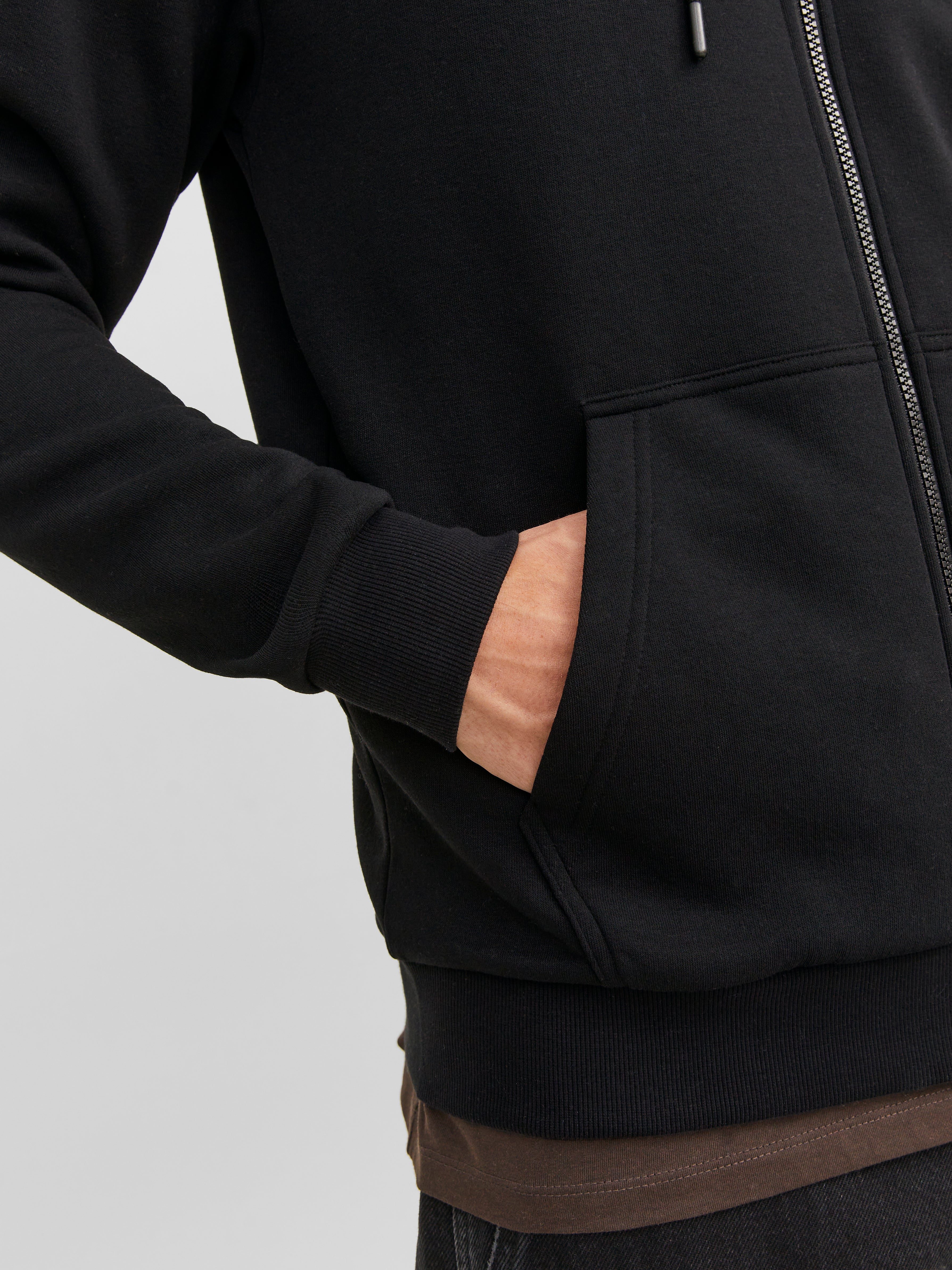 Sweat à Capuche Zippé NEXT Uni Noir - Taille 16 Ans, Coupe Classique, Lavage Machine