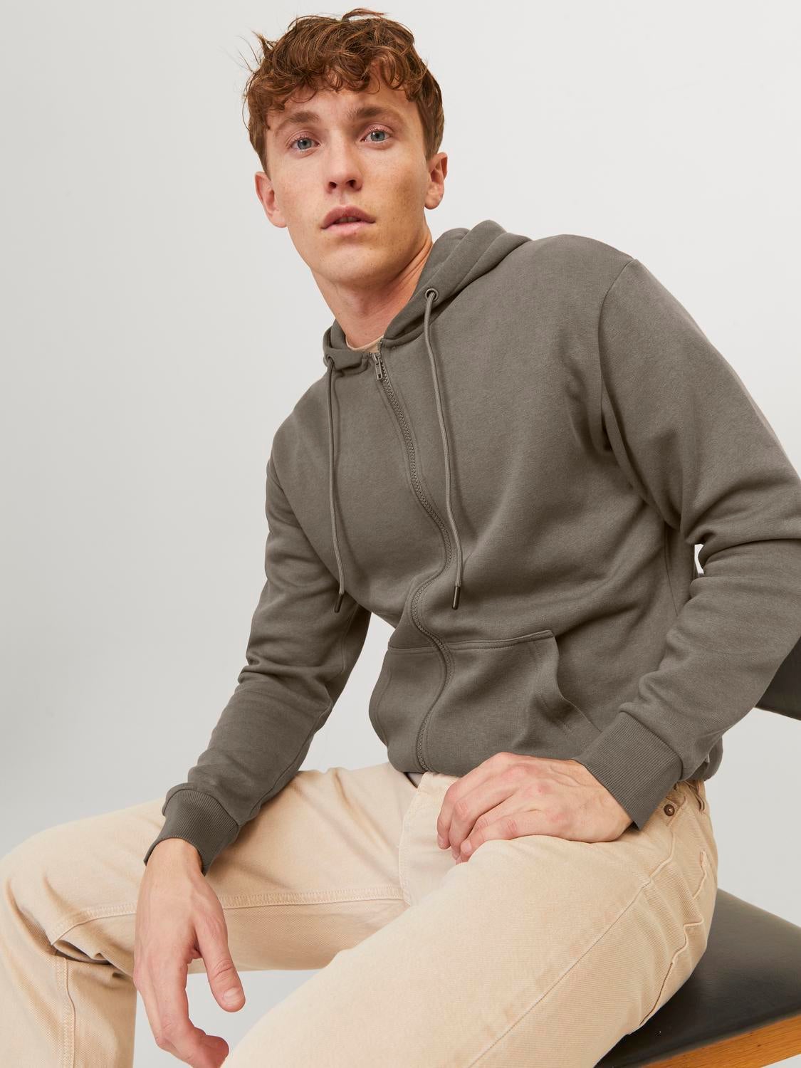 Jack jones zip on sale hoodie