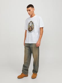 Jack & Jones Tryck Rundringning T-shirt -Bright White - 12249345