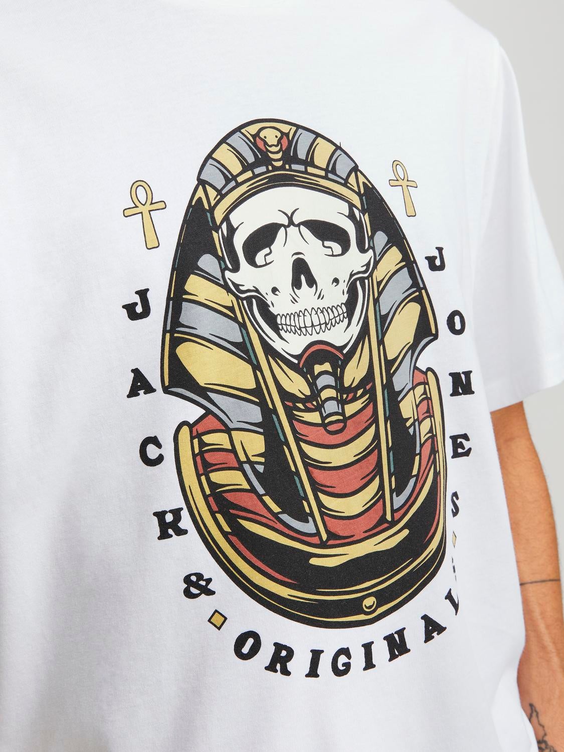 Printed Crew neck T shirt White Jack Jones