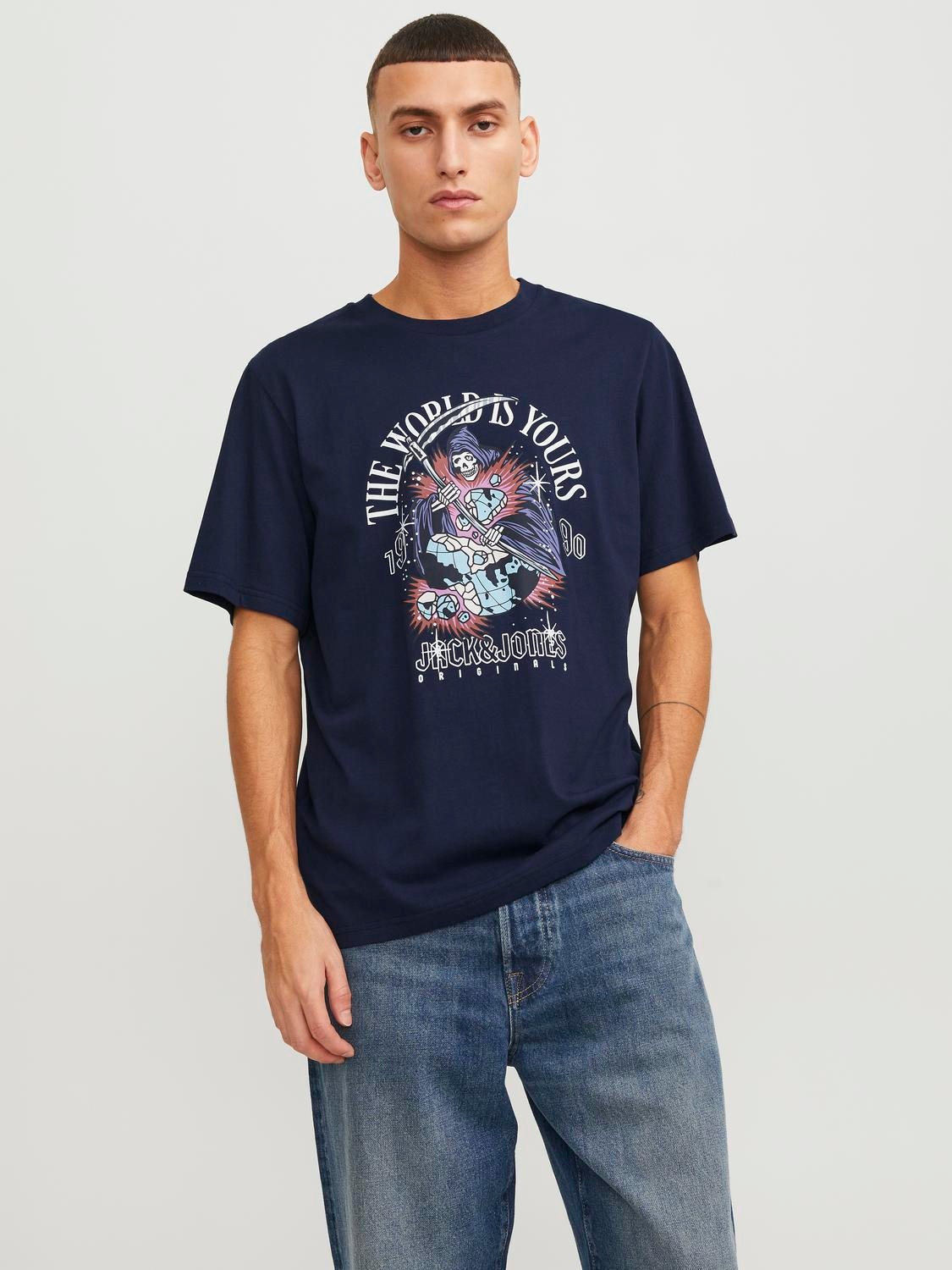 Jack & Jones Printet Crew neck T-shirt -Sky Captain - 12249345