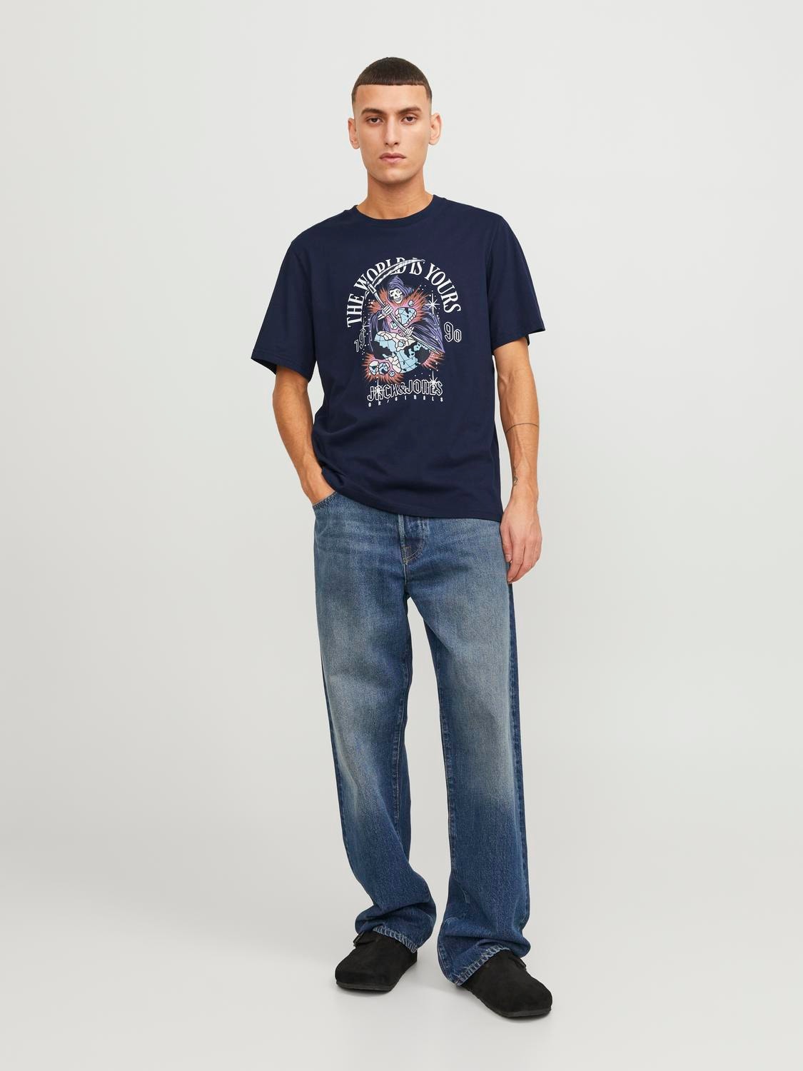 Jack & Jones Gedruckt Rundhals T-shirt -Sky Captain - 12249345