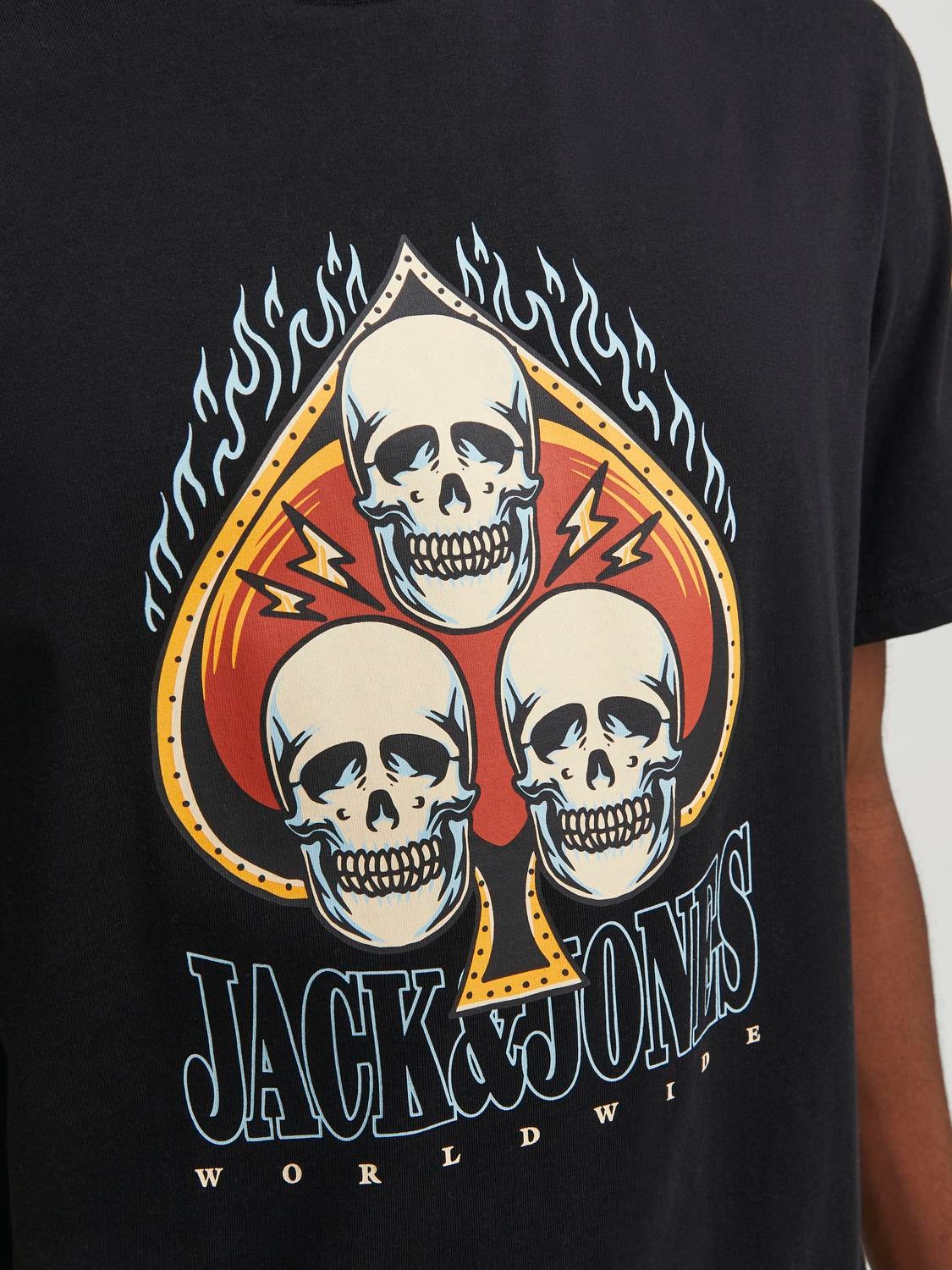 Jack & Jones Printed Crew neck T-shirt -Black - 12249345