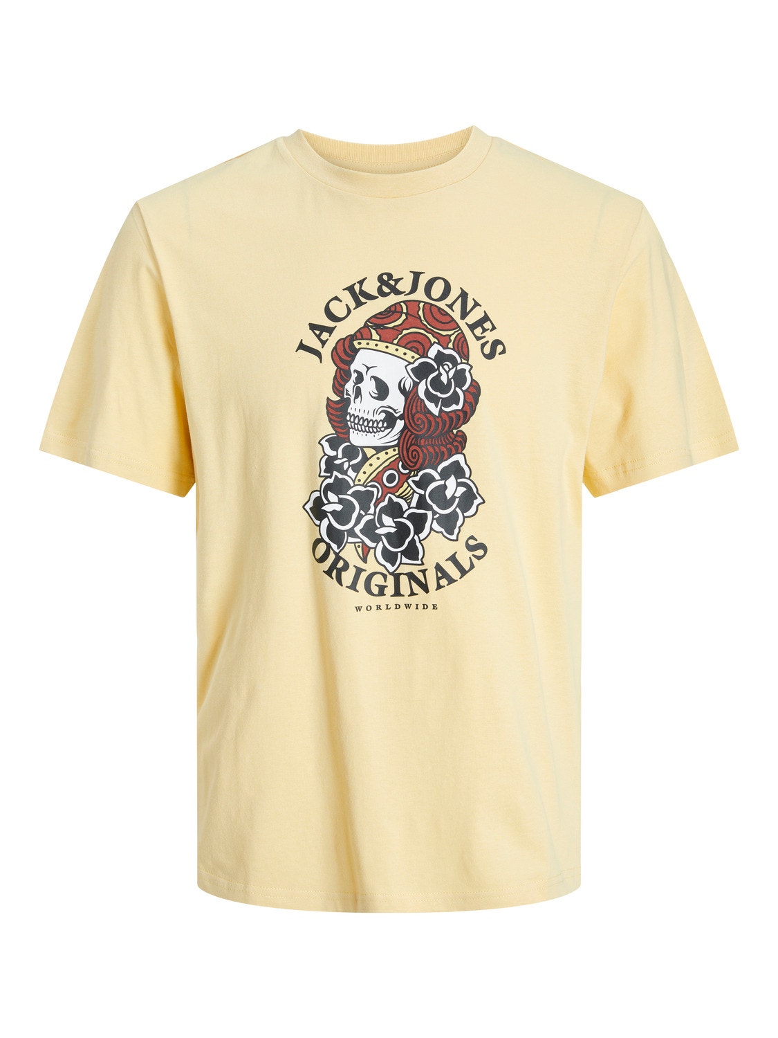 Jack & Jones Painettu Pyöreä pääntie T-paita -Italian Straw - 12249345