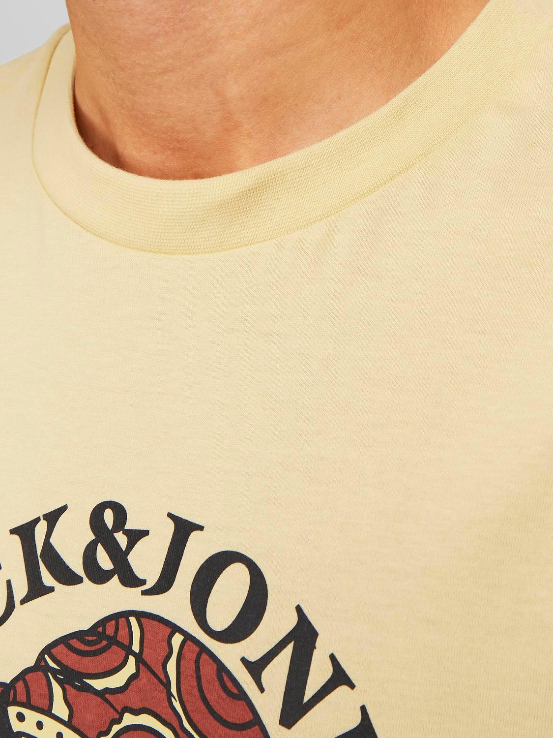 Jack & Jones Nadruk Okrągły dekolt T-shirt -Italian Straw - 12249345