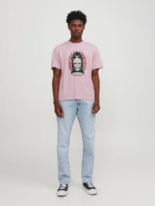 Jack & Jones Printet Crew neck T-shirt -Pink Nectar - 12249345
