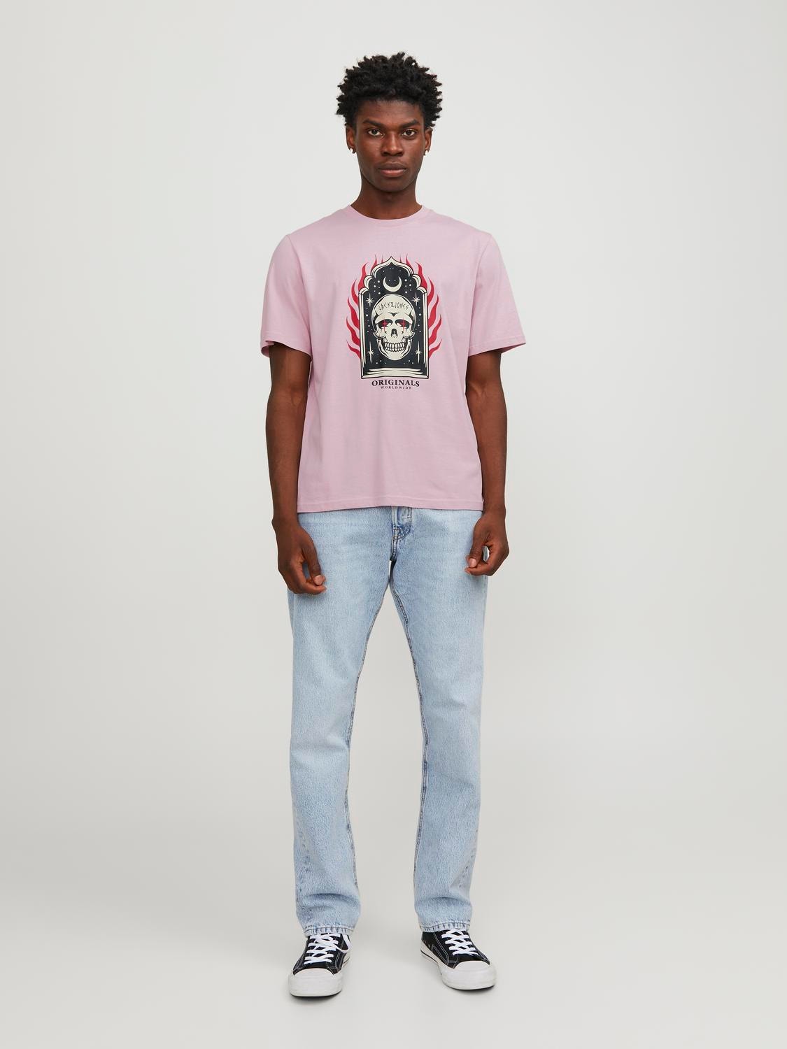 Jack & Jones T-shirt Estampar Decote Redondo -Pink Nectar - 12249345