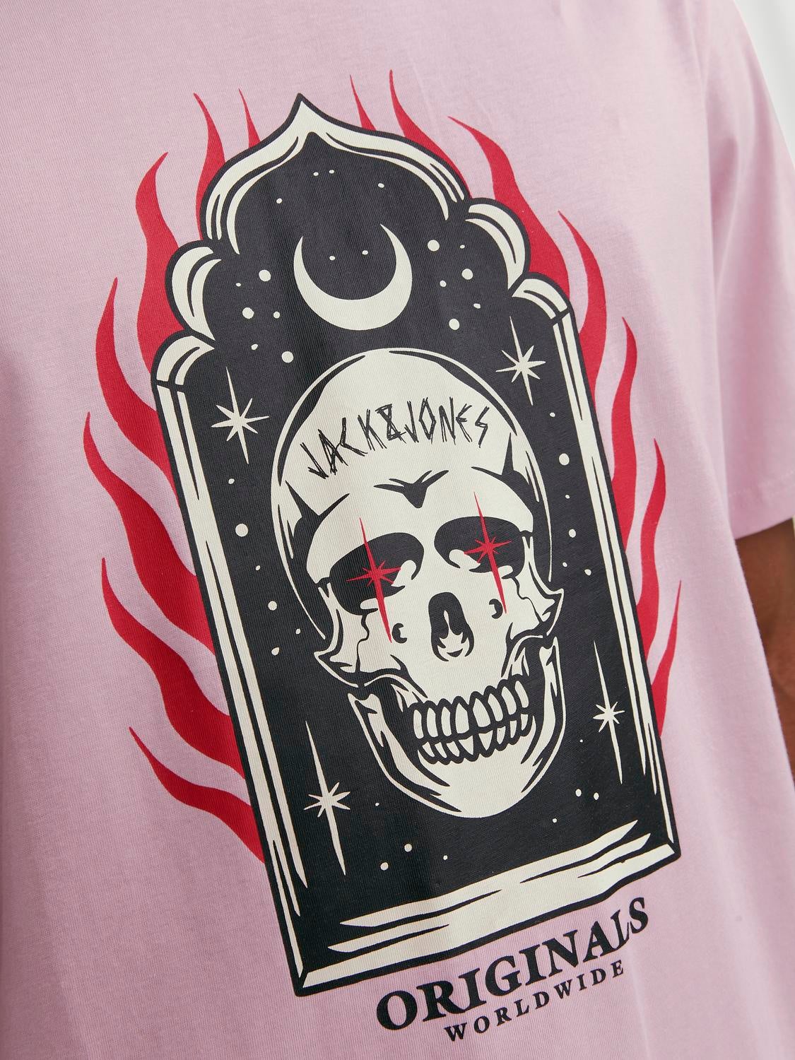 Printed Crew neck T shirt Light Rose Jack Jones