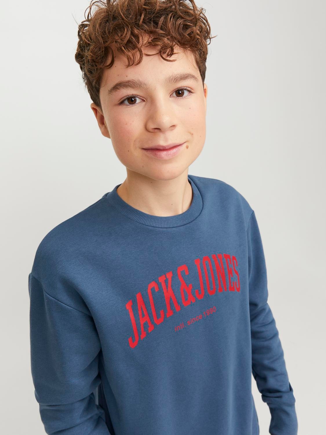 Jack & Jones Nadruk Bluza z okrągłym dekoltem Dla chłopców -Ensign Blue - 12249347