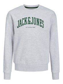 Jack & Jones Trykk Genser med rund hals For gutter -White Melange - 12249347